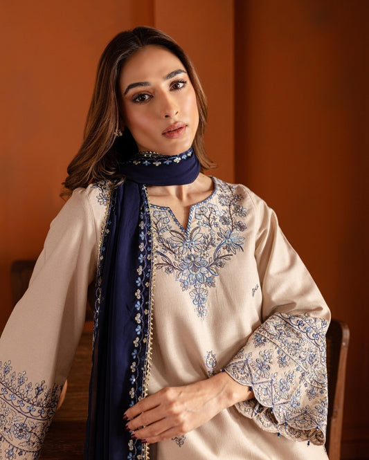 Castaline 3Pc Ready to Wear Linen Dress – Embroidered Suit