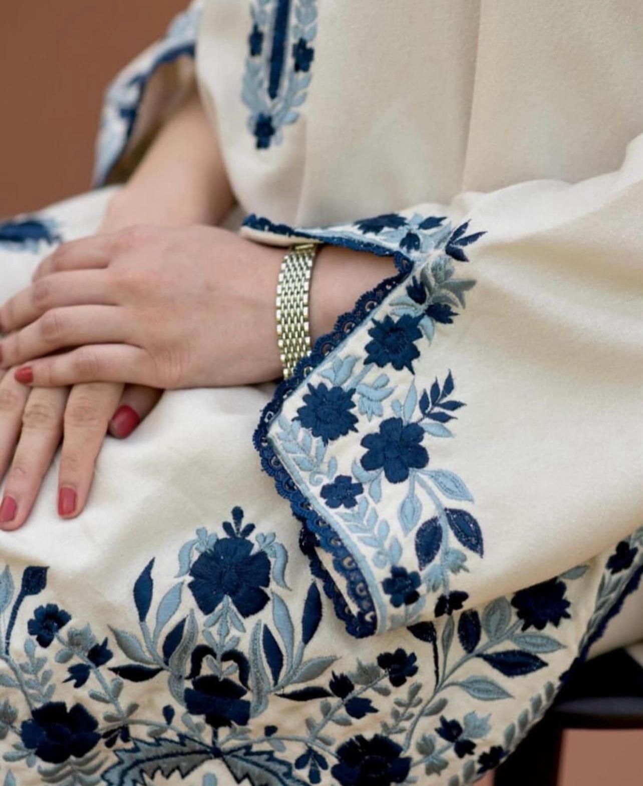 Elegant Winter Wear: Fully Embroidered Khadi Net Kurta & Trouser Set | Ready Stock