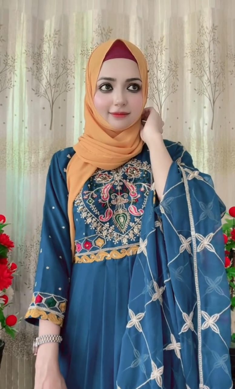 Elegant Zinc Embroidered Anarkali Dress with Dupatta – Festive & Party Wear