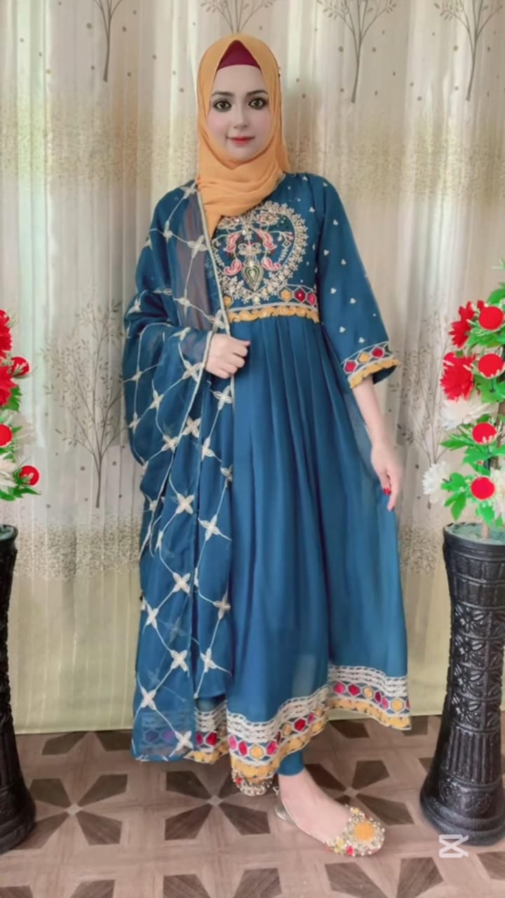 Elegant Zinc Embroidered Anarkali Dress with Dupatta – Festive & Party Wear