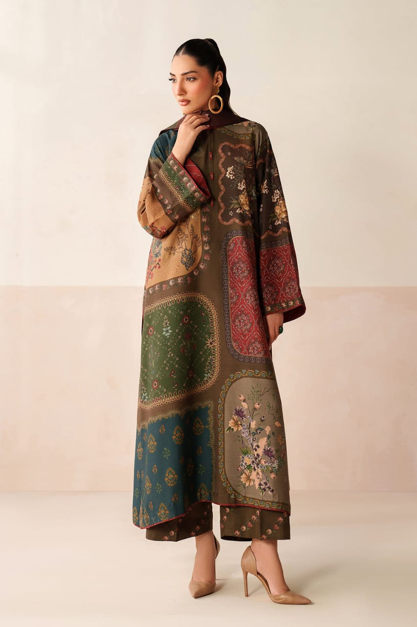 Libaas-e-Resham: Winter Shamoz silk Long Suit & Shawl