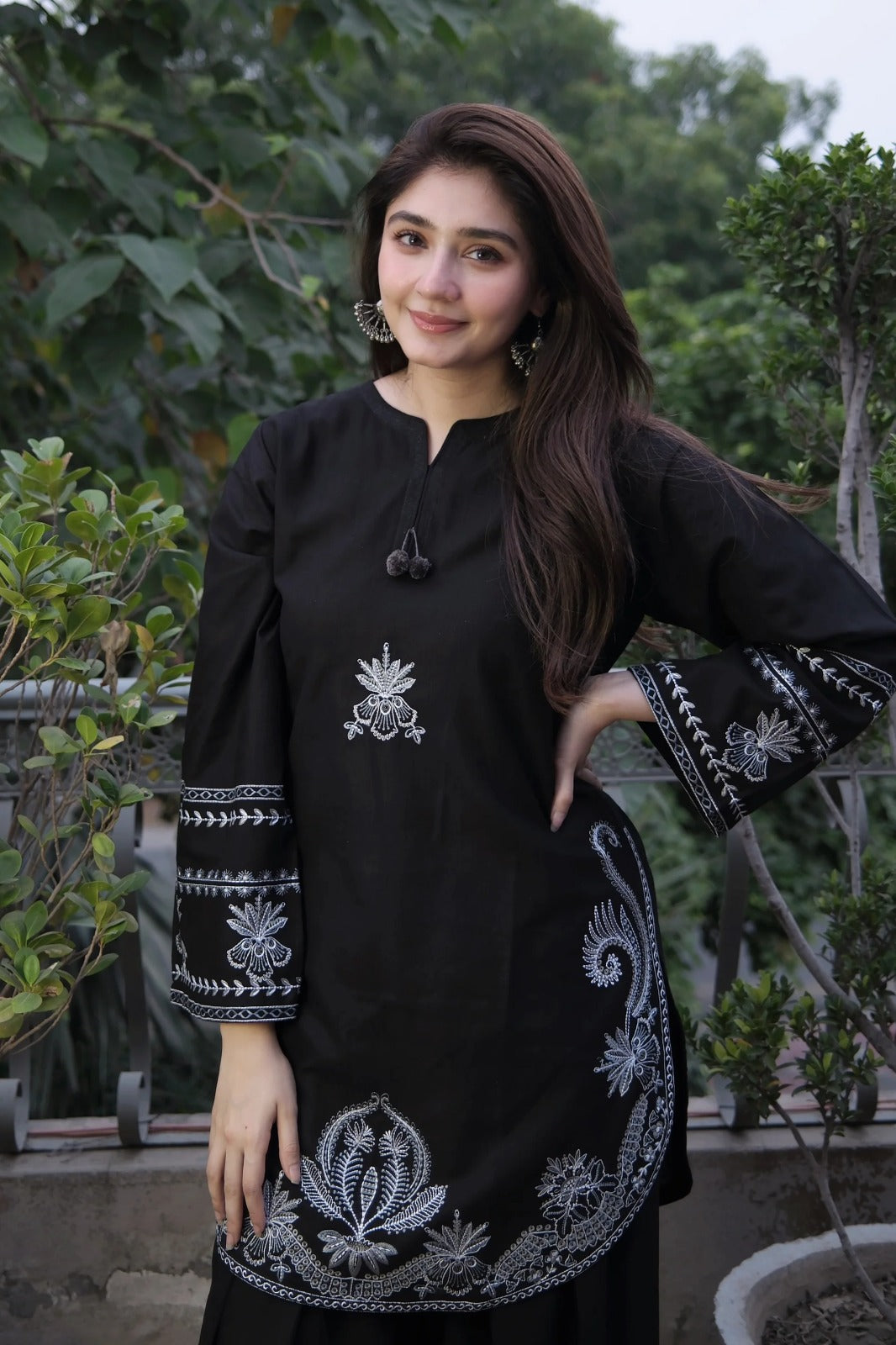 Black Embroidered Two-Piece Co-ord Set | Libaas-e-Resham
