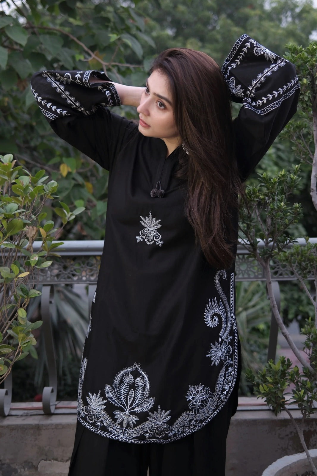 Black Embroidered Two-Piece Co-ord Set | Libaas-e-Resham