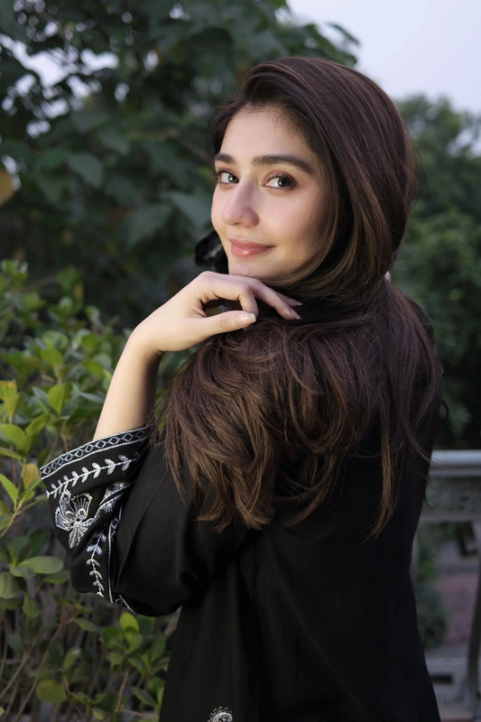 Black Embroidered Two-Piece Co-ord Set | Libaas-e-Resham