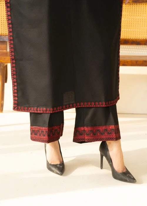 Stone Linen Embroidered Dress – Elegant Winter Wear | Libaas-e-Resham